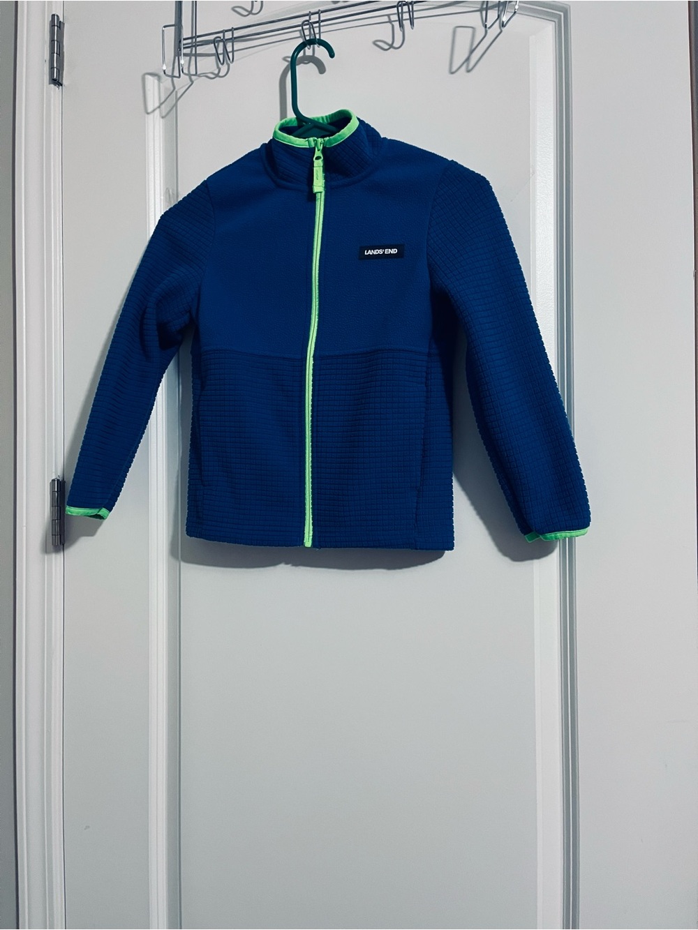 Lands' End Kids' Navy Zip Swim Rashguard with Lime Trim